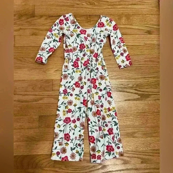Alice and Ames 4T Toddler Girls Multi Floral The Wide Leg Jumpsuit Romper EUC - Picture 1 of 3